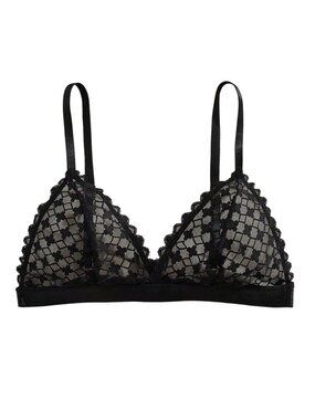 GORGLITTER Women's Mesh Lace Triangle Bra Wireless Sexy Bras See Through Non Pad